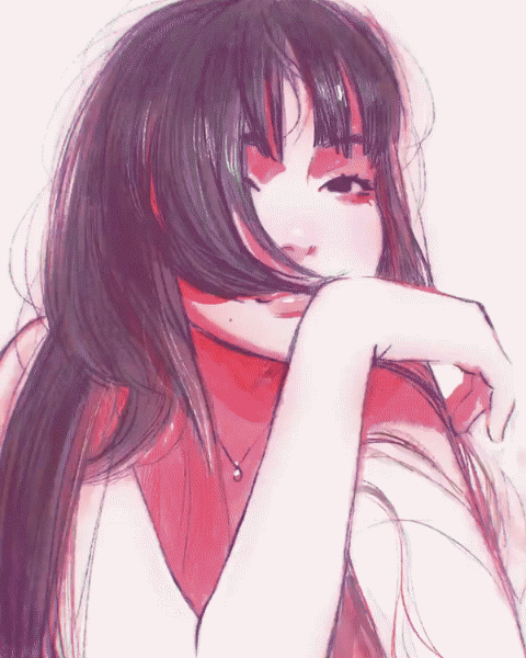 绘画过程gif.来自于画师kuvshinov_ilya (俄罗斯)