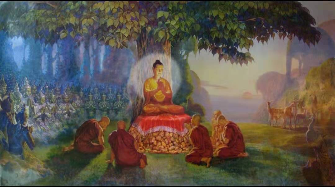 佛度憍陈如 佛陀在菩提树下成道后,便前往王舍城宣说佛法,以度化憍