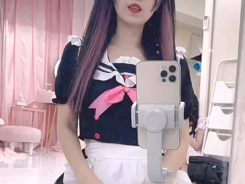 Neon girl in a maid's outfit