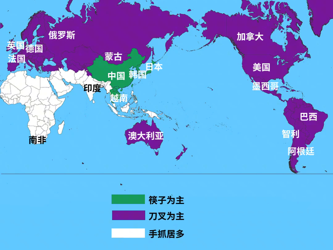 世界各国进食方式分布图