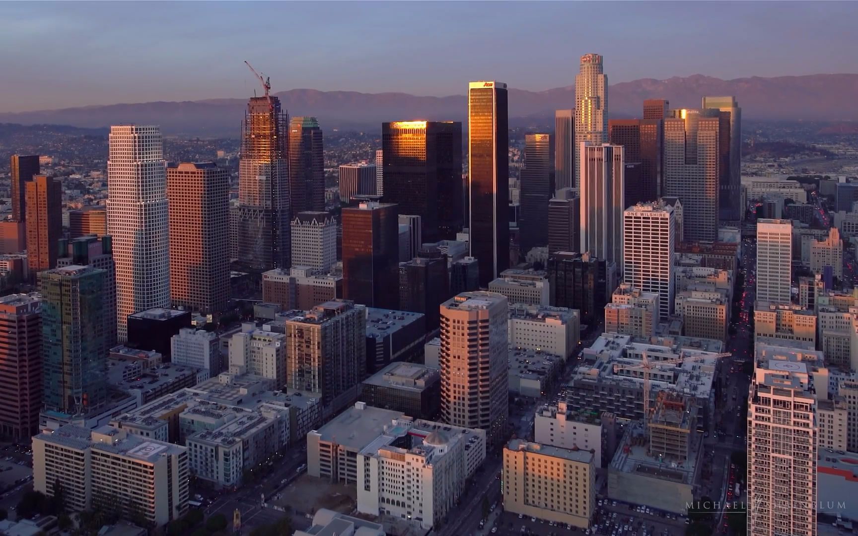 洛杉矶天际线航拍-cityscape los angeles aerial 4k