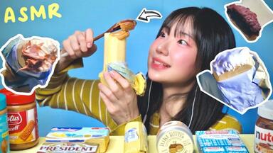 【Lucy】12.07｜无人声 纯咀嚼 分part 在冻僵的黄油上抹果酱吃 nutella巧克力酱 棉花糖酱 biscoff焦糖酱 <em class="keyword">花生酱</em> 面包 剪说话 咀嚼音