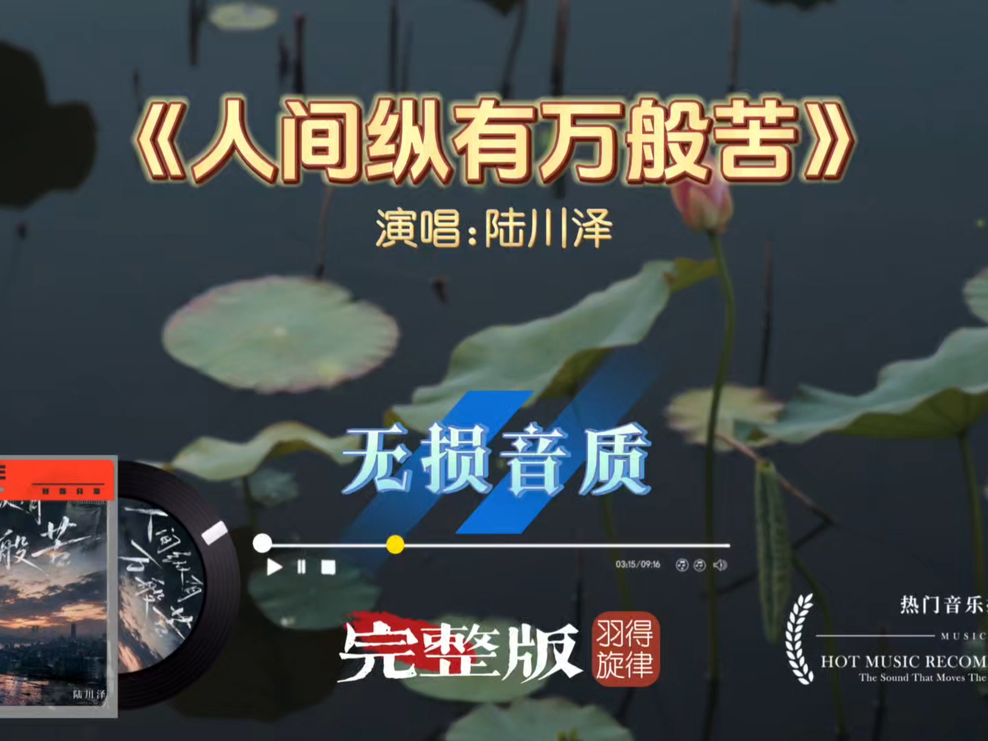 陆川泽歌曲《人间纵有万般苦》完整版，沧桑嗓音道尽生活心酸，听完戳中无数成年人心事