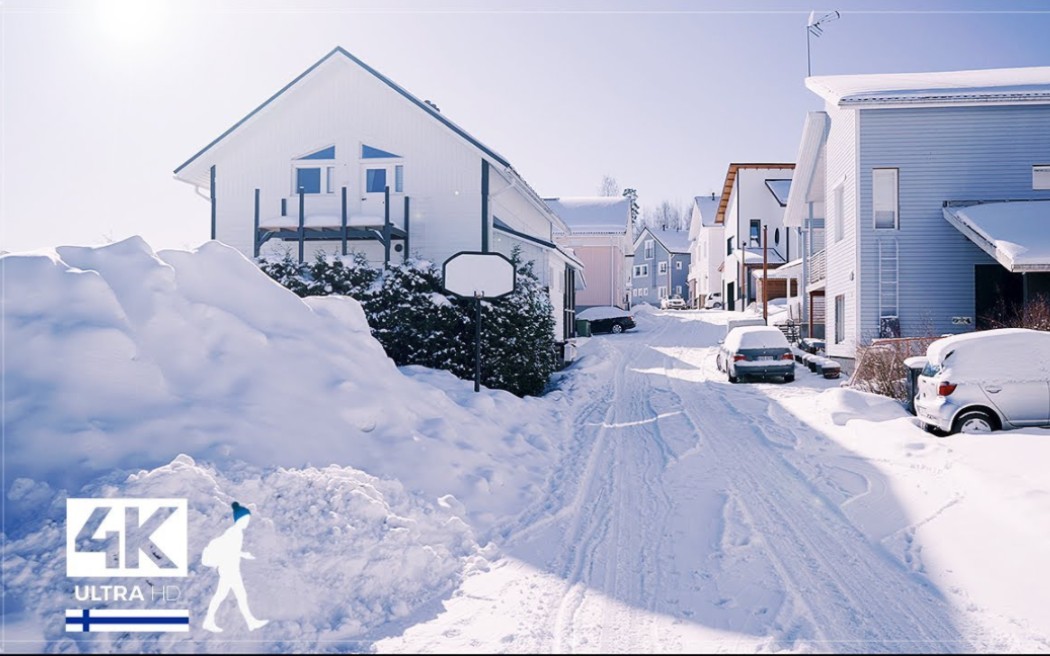 芬兰美丽的雪地漫步3小时-4K