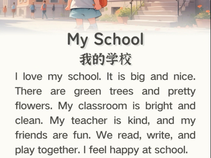 📚小学少儿每日英语晨读短文｜我的学校
