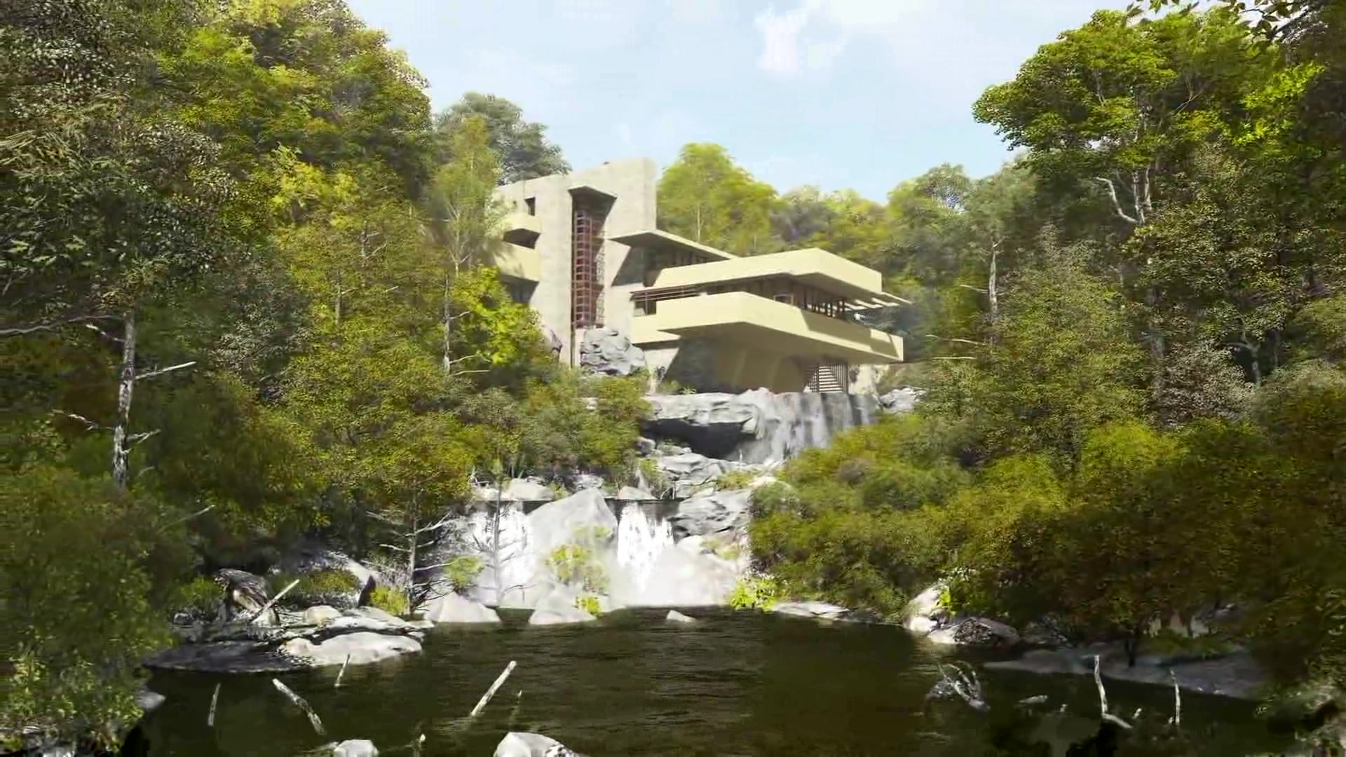 流水别墅三维演示fallingwater3dhousebyfranklloydwright