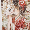 水彩过程｜狐狸面具少女