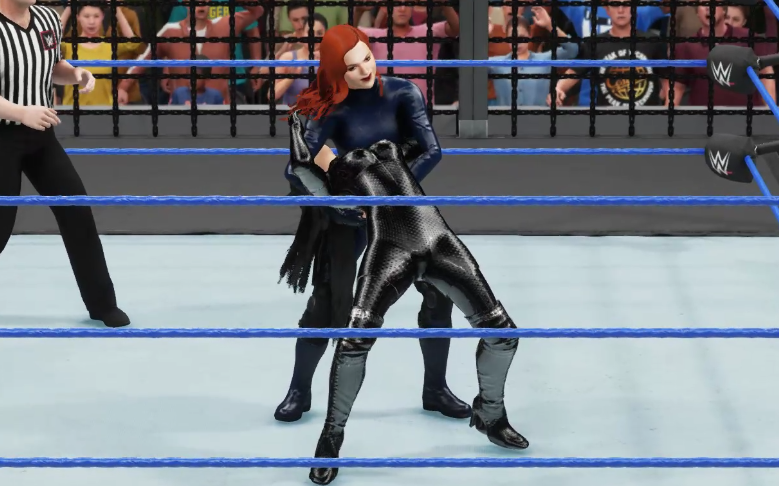 豪华阵容六人密室黑寡妇的六人密室牢笼赛WWE2K18