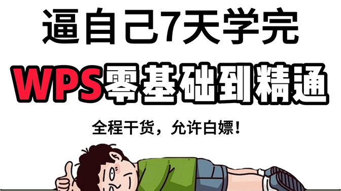 【WPS全套教程】7天搞定WPS零基础入门到精通，简单易懂，新手必备！全网最新最详细WPS教程，错过损失一个亿