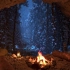 【白噪音】超长8小时丨冬天坐在洞穴里烤篝火（雪花缓慢地飘落+木头噼里啪啦的响声）