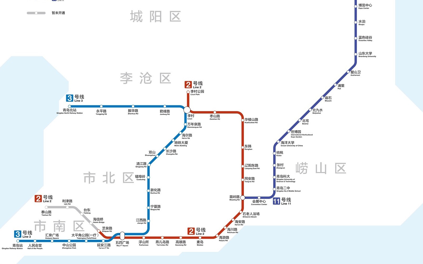 青岛地铁11号线右侧视角(海洋大学-浦里)
