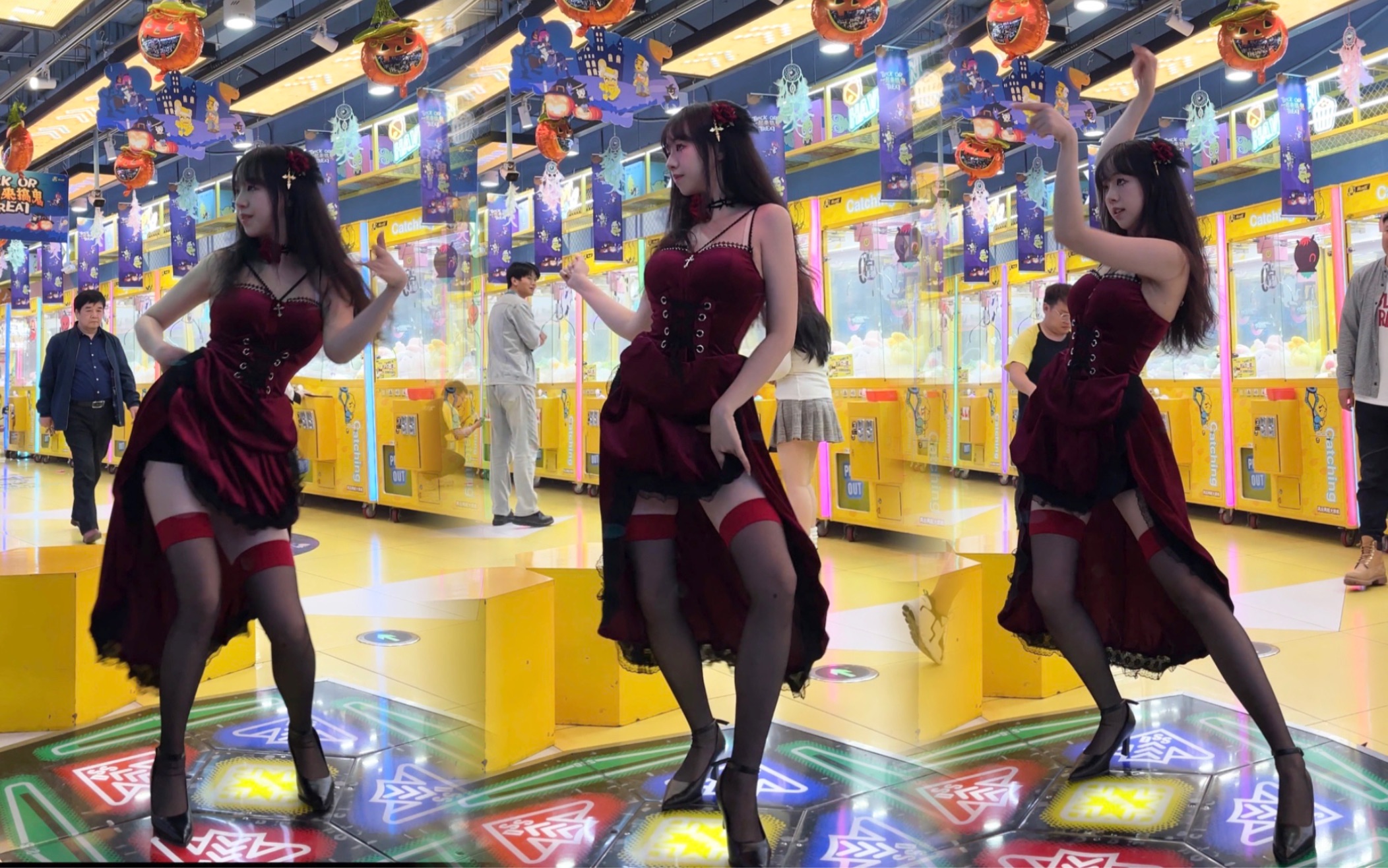 吊带裙搭配高跟鞋，黑丝御姐太蛊了吧，Give it to me，被大长腿拿捏了