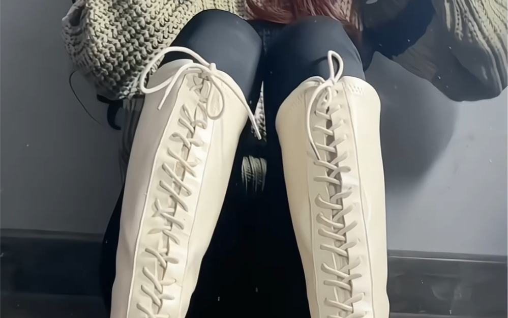 Yoga pants with white boots