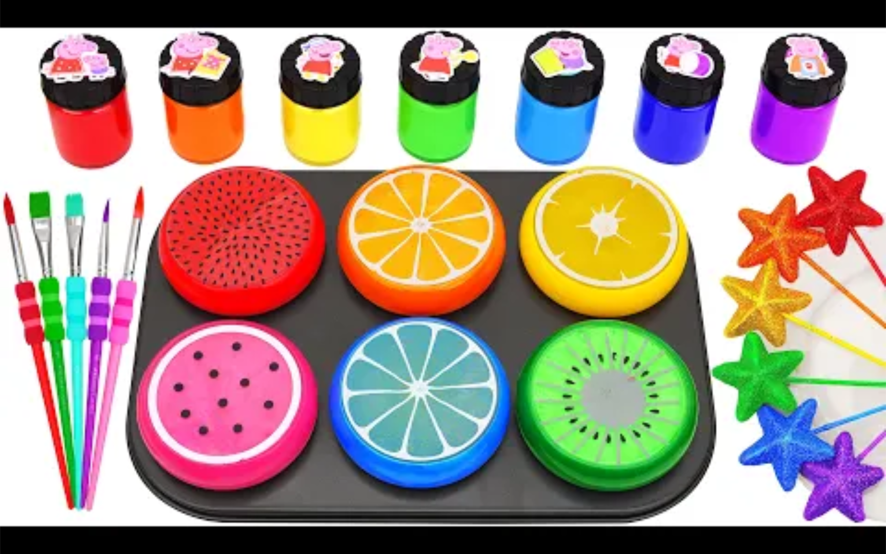 儿童益智手工玩具，彩虹颗粒在托盘制作彩虹五角星棒棒糖