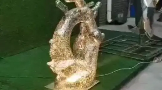 江苏天筑不锈钢雕塑定制上海园林景观大型抽象带灯浪花雕塑待发货
