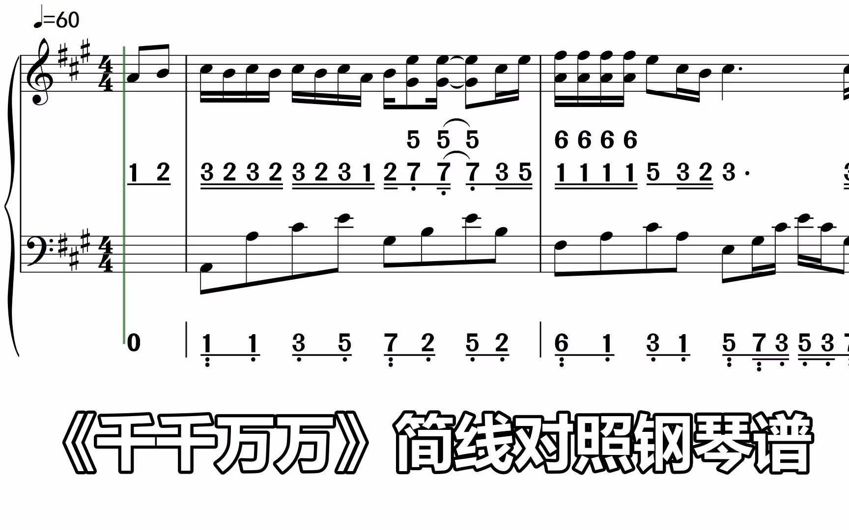 千千万万深海鱼子酱简线对照谱超简单钢琴谱