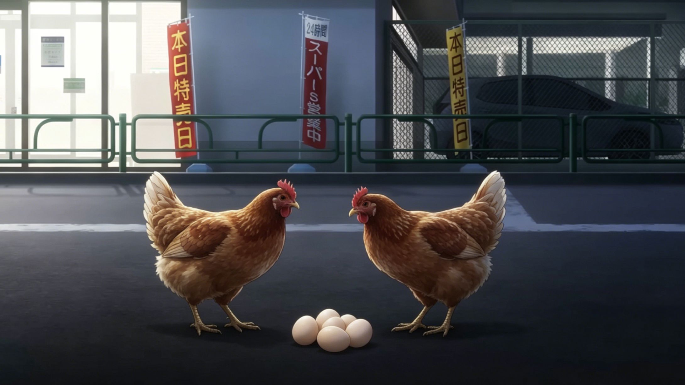 躲在鸡窝后门下蛋的两人