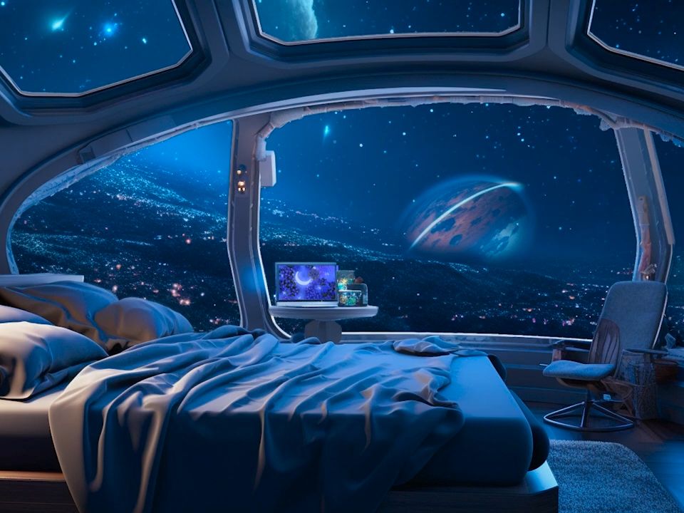 未来主义的睡眠氛围与宇宙飞船的声音和科幻的氛围