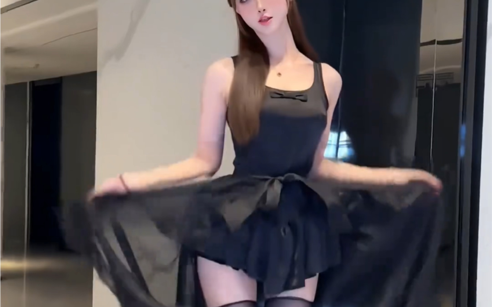 White skin and long legs, black silk long legs seductive people