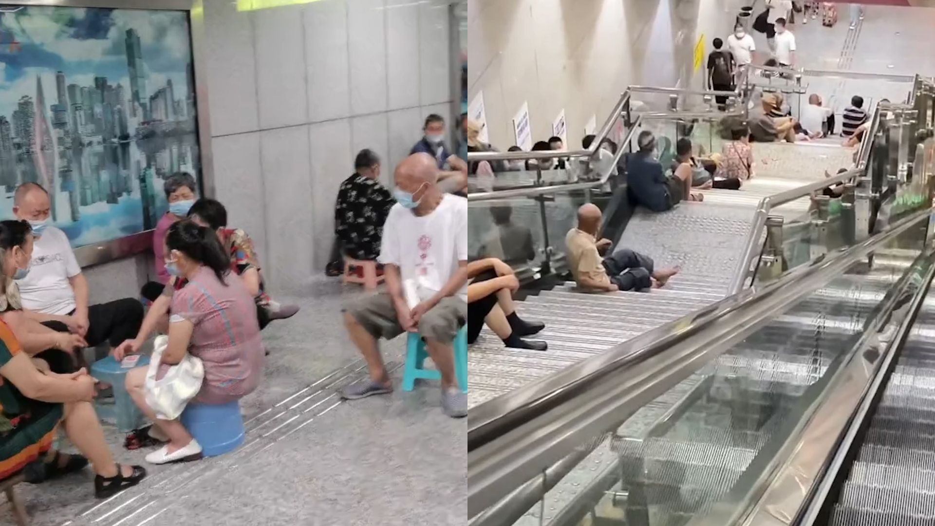 重庆发布今年首个高温红色预警 市民自带板凳扇子到地铁站内避暑