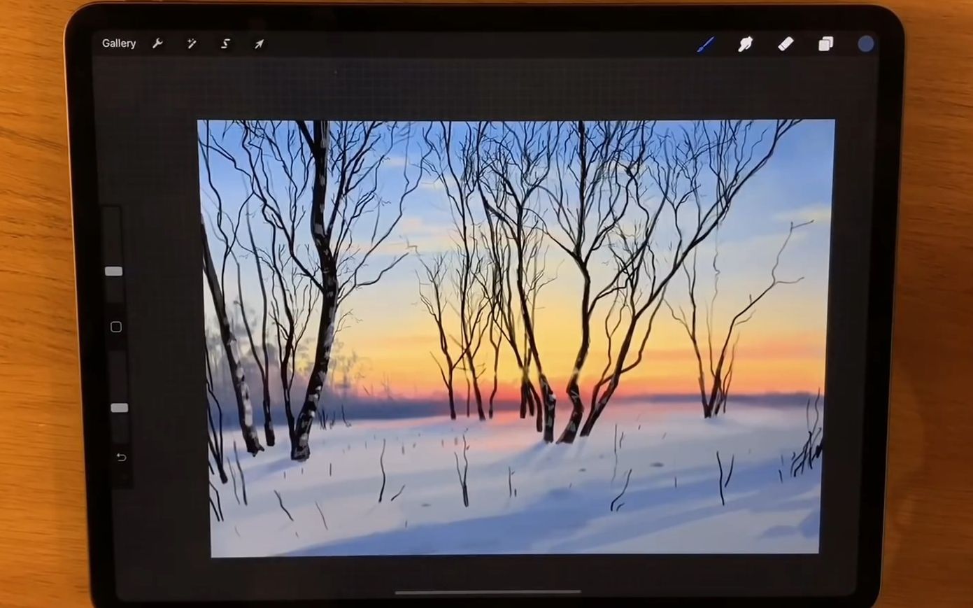procreate背景,procreate纹理 ipad绘画procreate雪景夕阳绘制教程