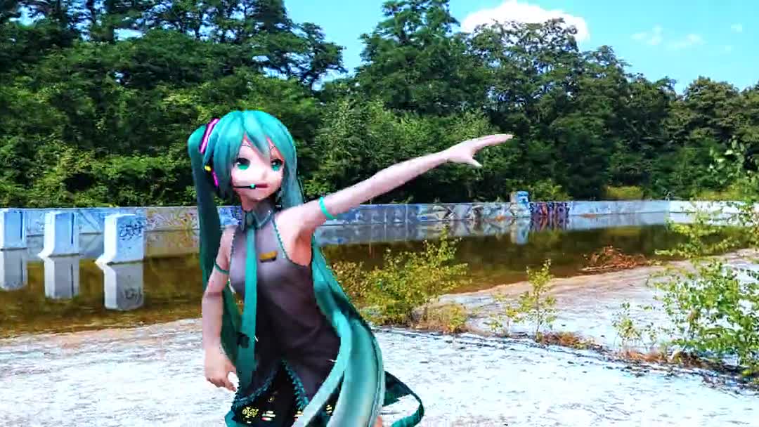 初音的野外露出.AVI(不对,是MP4).实景+MMD下