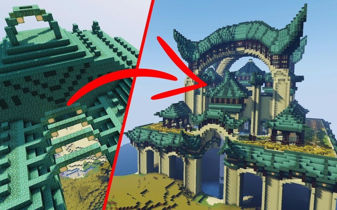 我的世界 延时摄影 改造海底神殿 Minecraft Ocean Monument Extreme Transformation 哔哩哔哩 つロ干杯 Bilibili