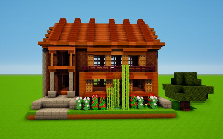 minecraft个人创意建筑:干净清爽的小木屋