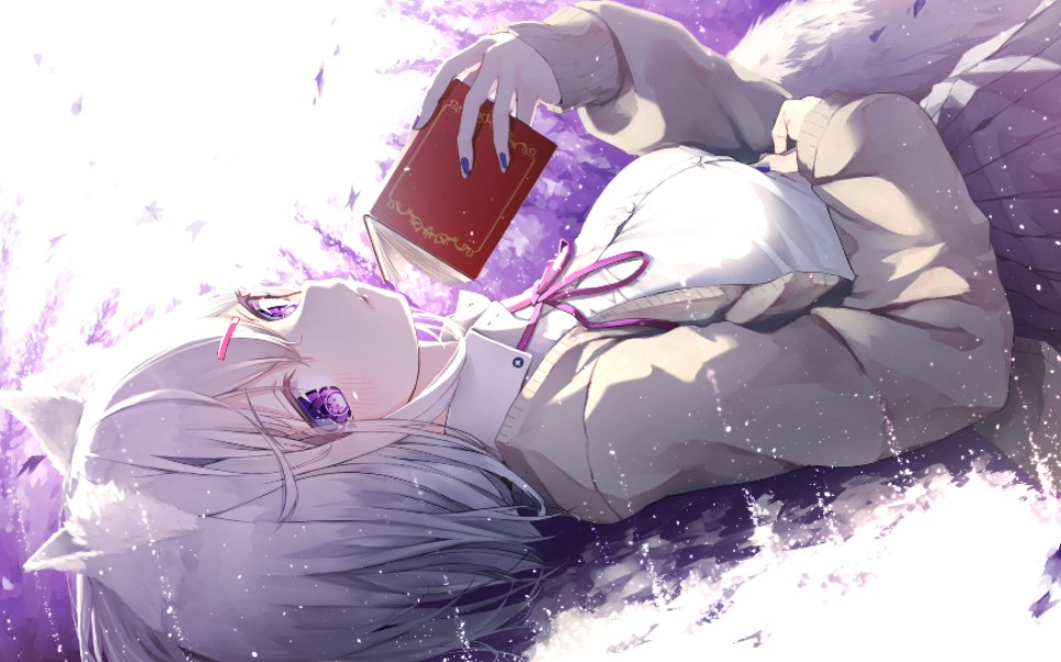 Anime girl lying down