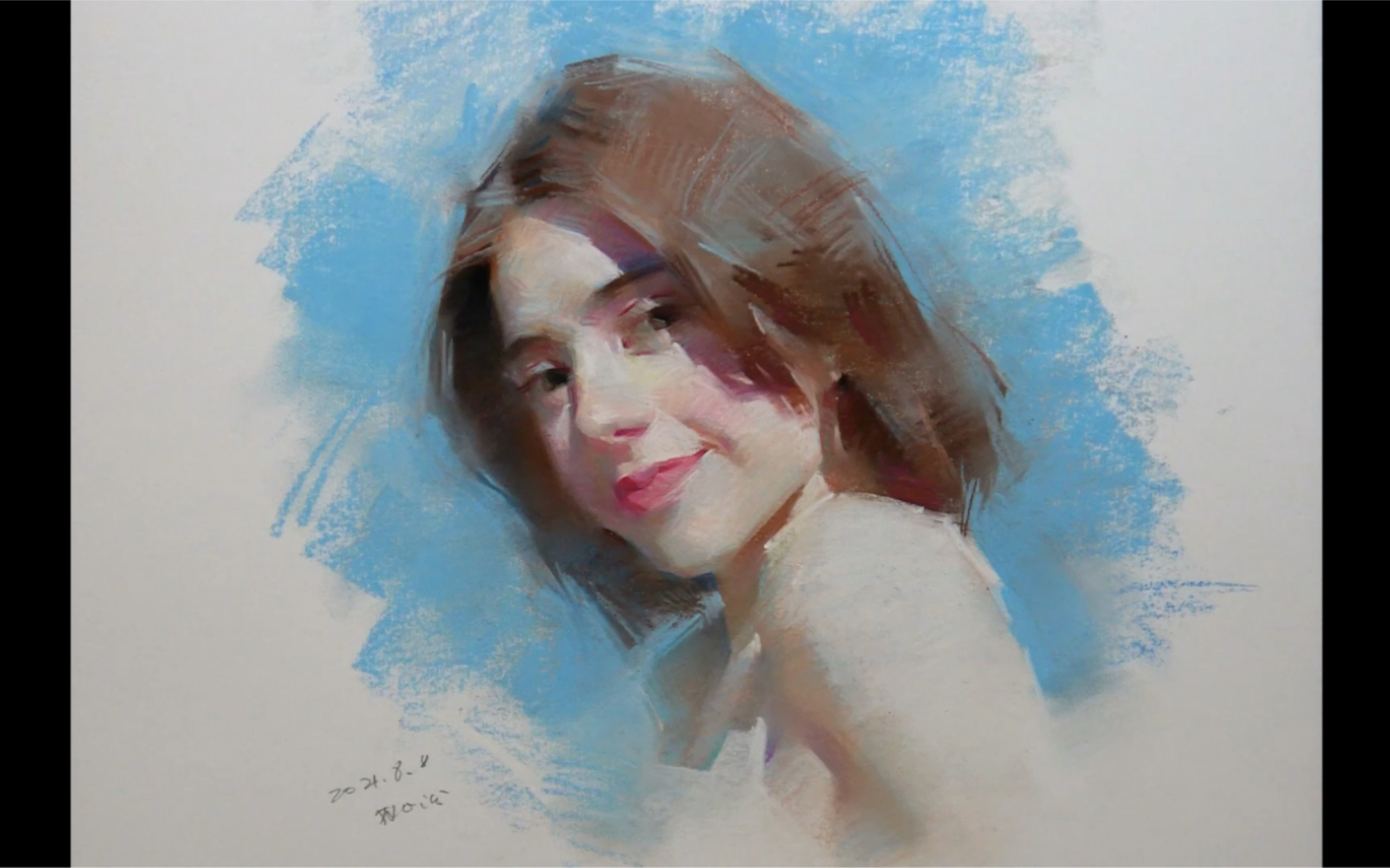 色粉绘画过程--阳光下的女孩