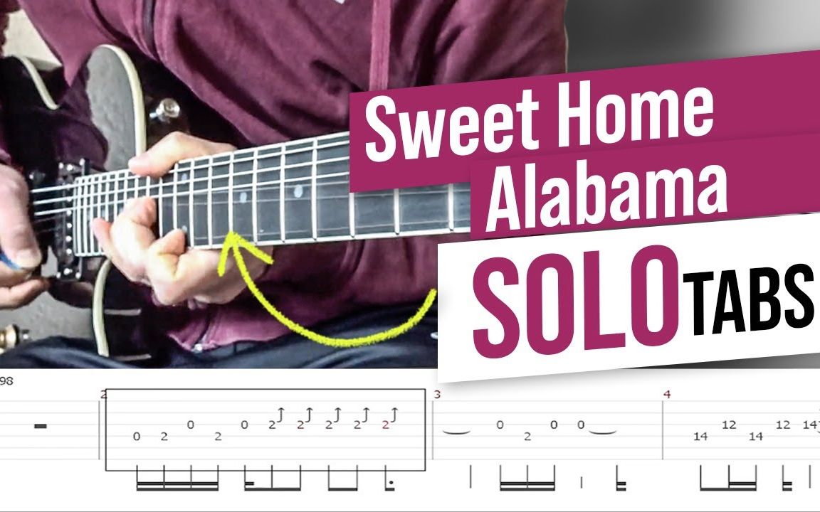 如何弹奏SWEET HOME ALABAMA （美丽跷家人）的吉他solo