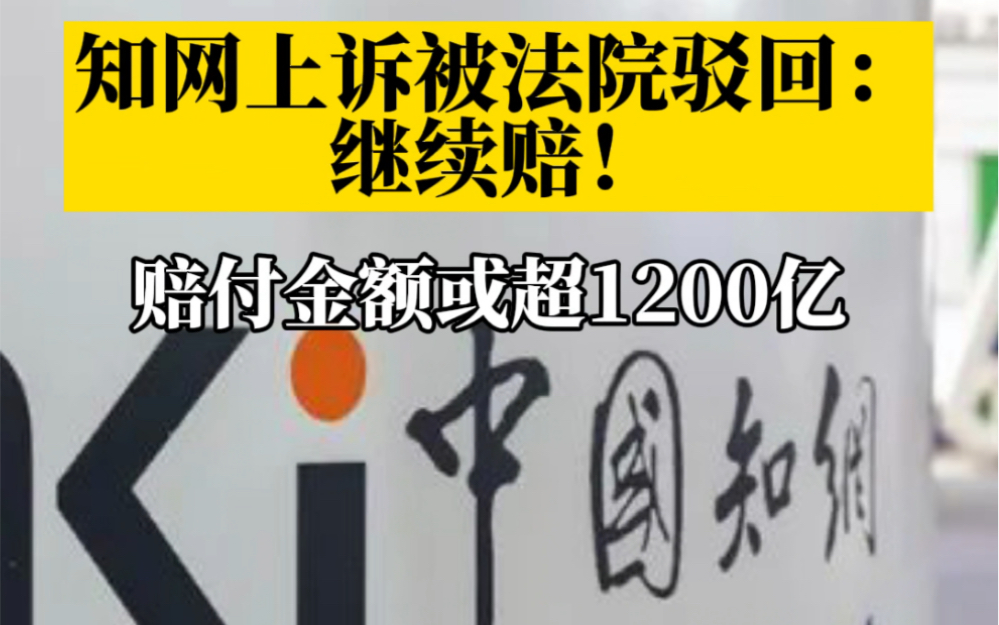 知网嫌赔偿金过高上诉被驳回，维持原判，继续赔！