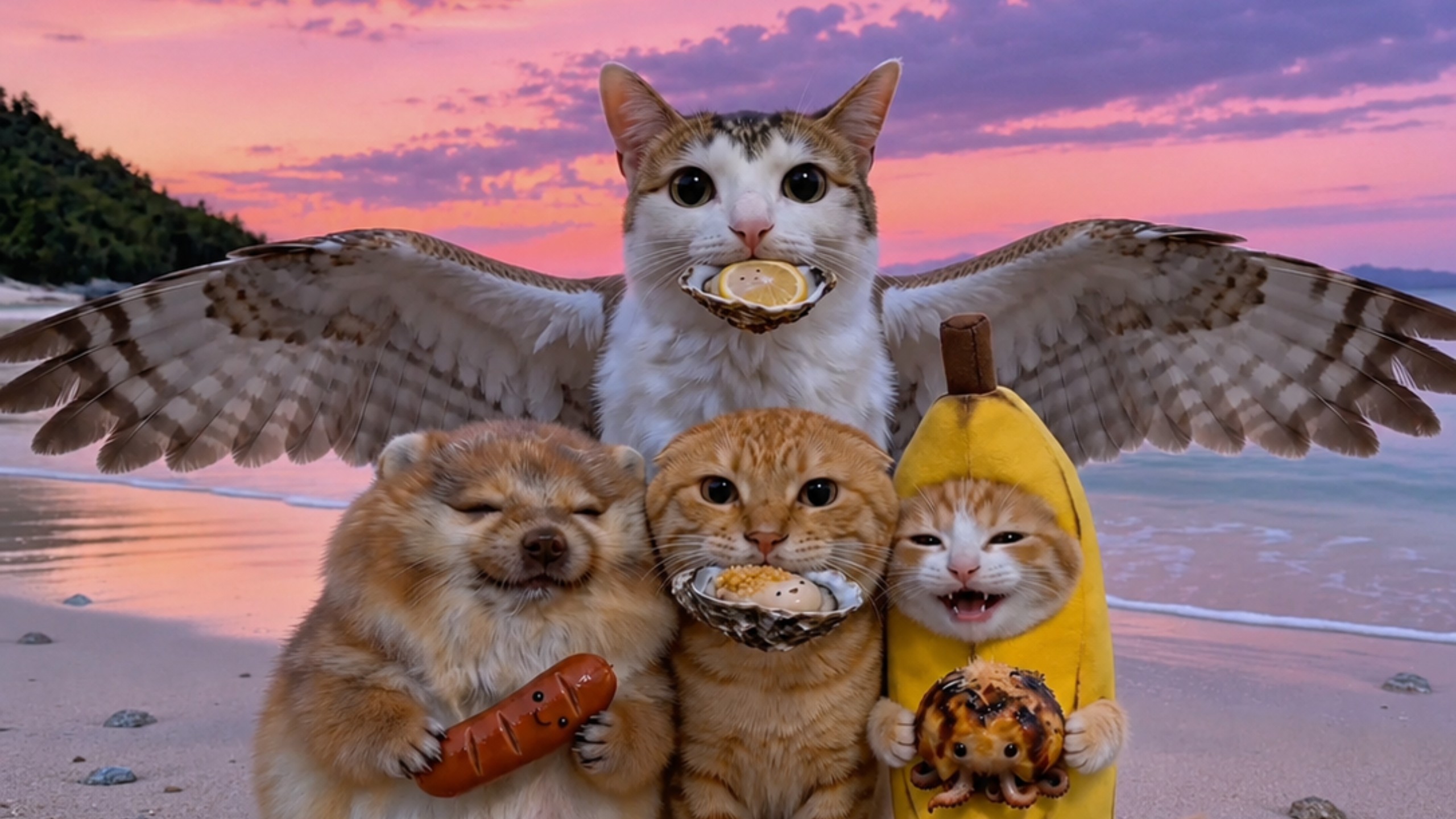 带我的刀盾和香蕉猫比比拉布去赶海，太多神奇海鲜了！