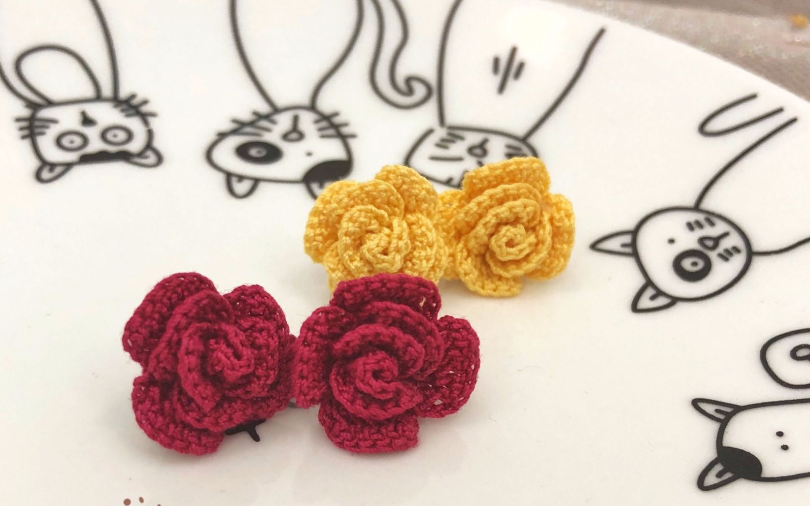 永生花造型应景玫瑰 3款钩针花卉图解（玫瑰花与小花）-编织教程-编织人生