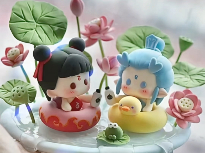 哪吒敖丙夏日荷花小泳池～粘土教程