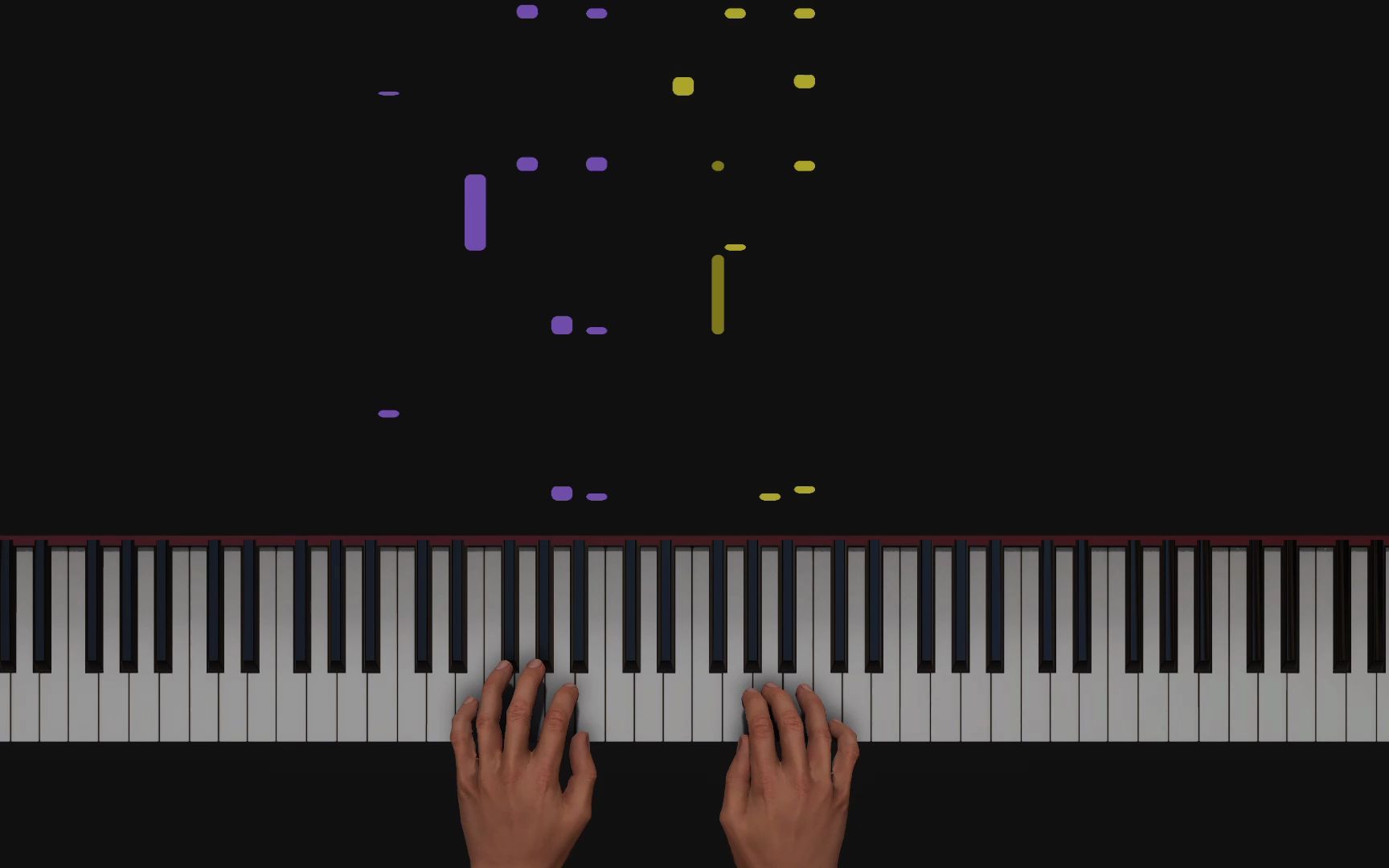 AI扒谱 Rush B 可弹版 钢琴演奏 + 手法俯视图