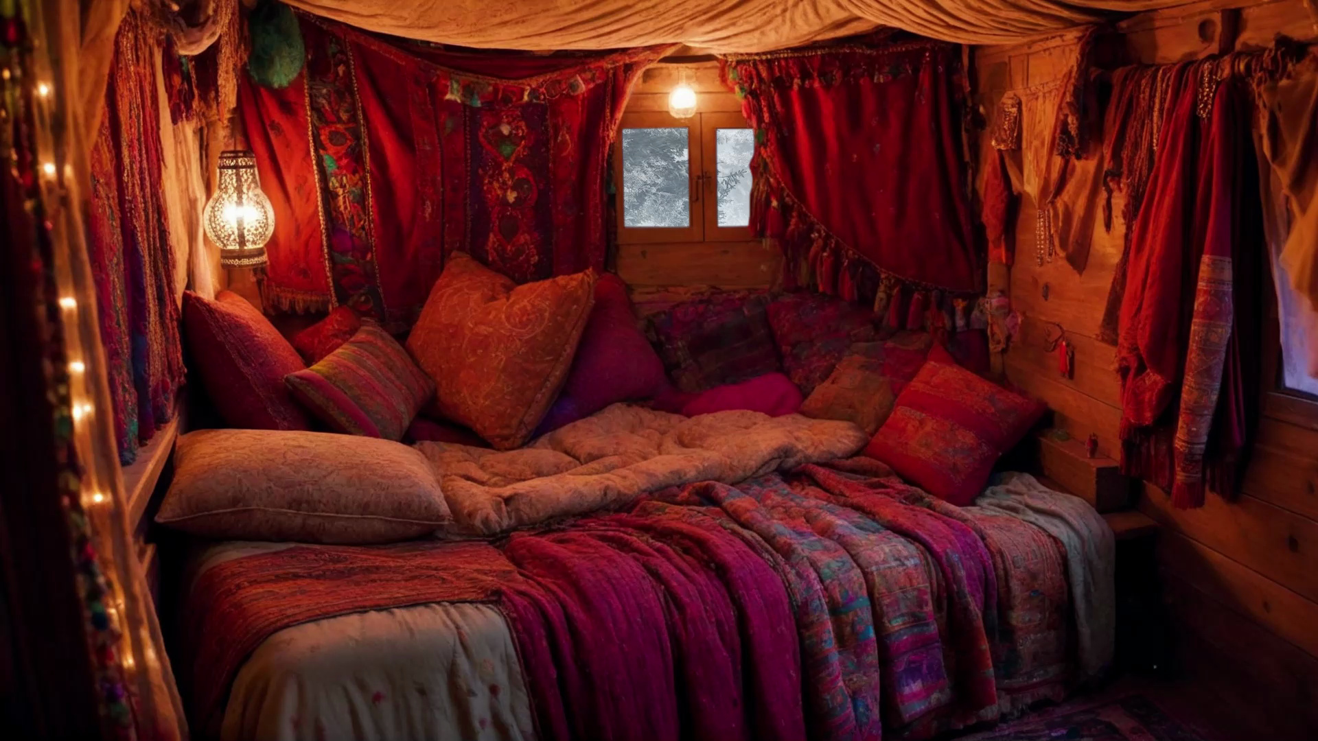 在寒冬中的温暖大篷车里，伴随呼啸的风雪，进入深度睡眠