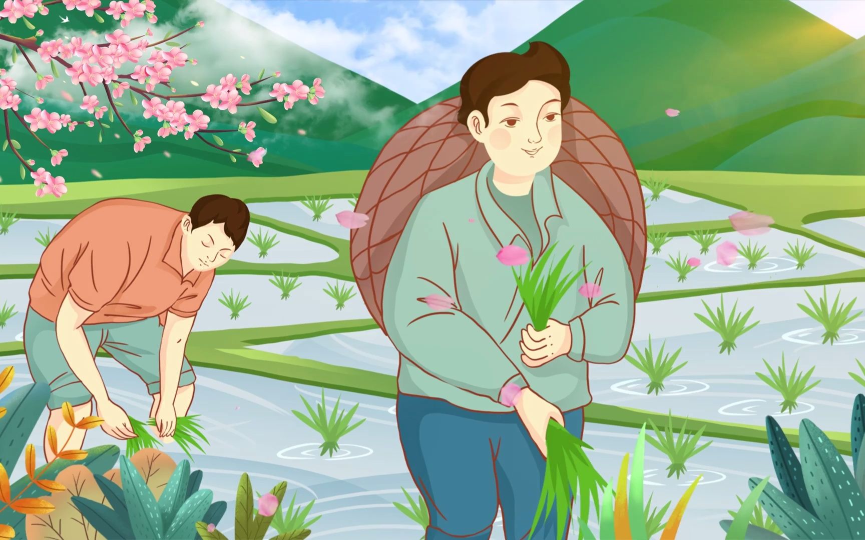 春天耕种播种谷雨背景视频