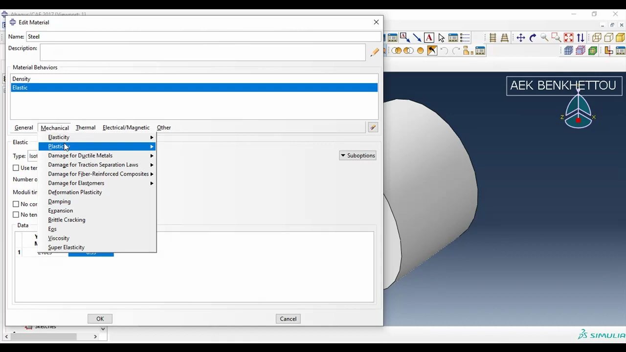 3 points bending test using Abaqus elastic plastic analysis with