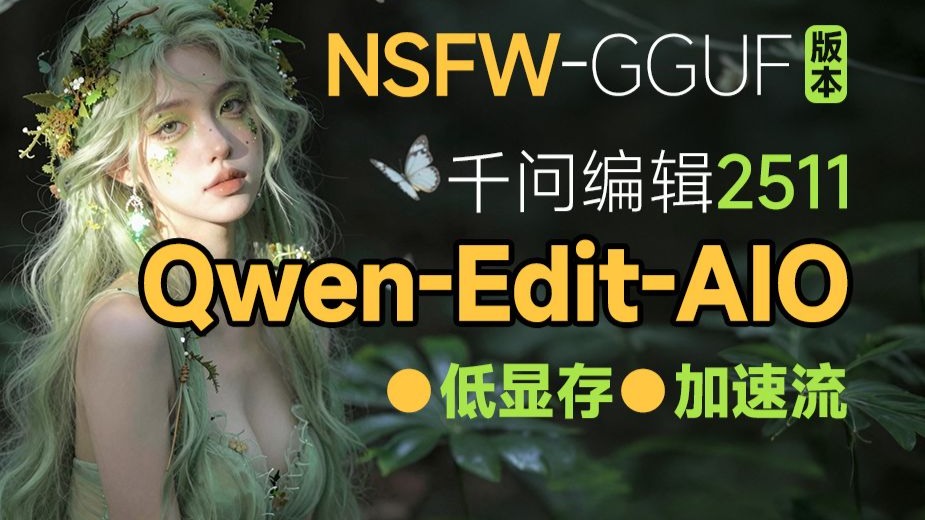 (V20已更新)千问Qwen-Edit 2511-AIO-NSFW-GGUF 低显存加速流 NSFW支持 30秒出图