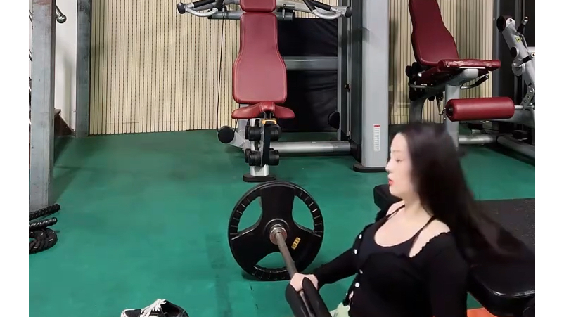 Gym hip thrust lift bar deep squat hip and leg workout.