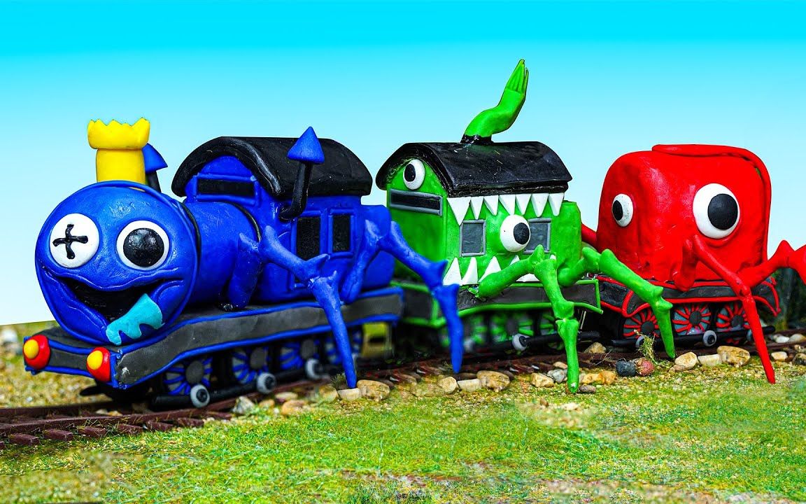 用黏土把彩虹朋友们变成托马斯小火车，然后让它们去拉客人