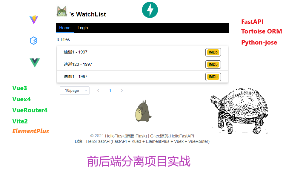 FastAPI项目实战：前后端分离(Vue3全家桶 + FastAPI)合集