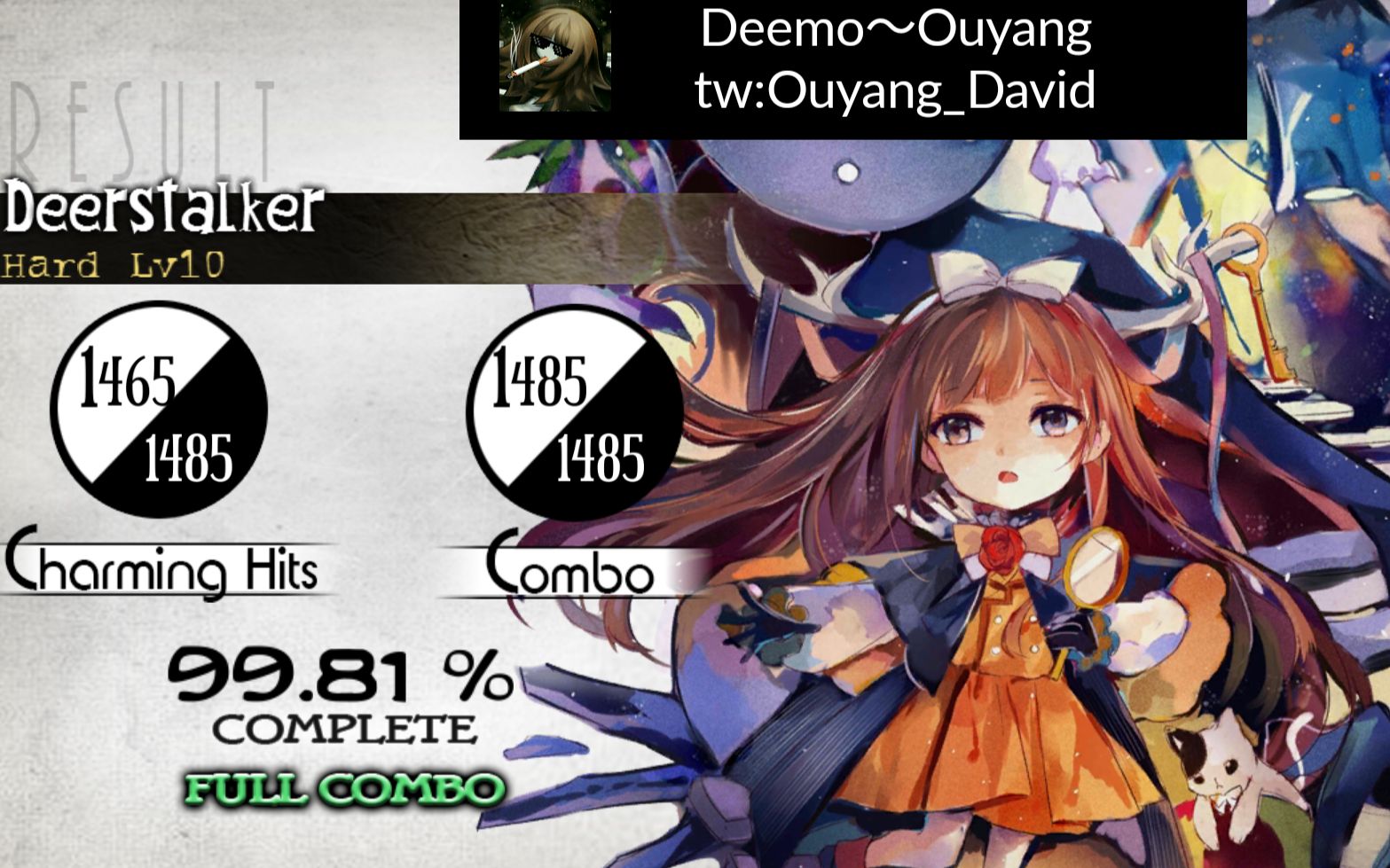 2】坑死拇指曲 deerstalker 拇指 99.81 full combo!
