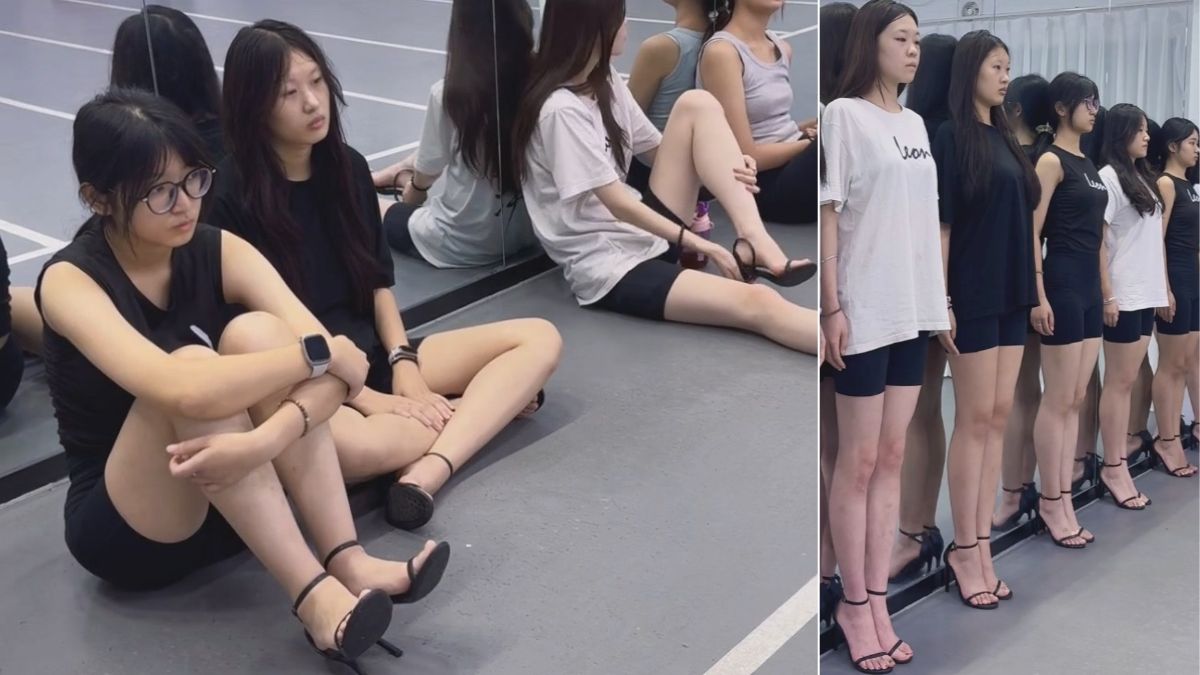 模特生日常训练 一字带高跟鞋 台步 形体 2日合集