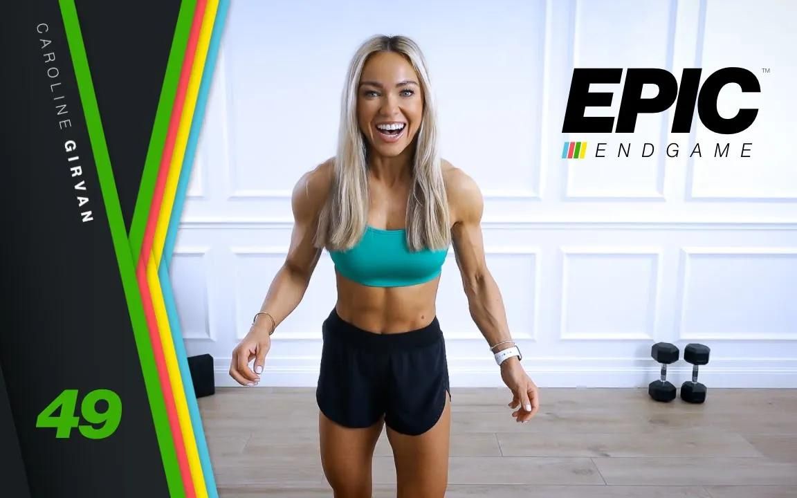 【Caroline Girvan】50分钟 SUPERSET 哑铃全身训练，EPIC Endgame Day 49，负重全身，力量增强！_哔哩