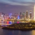 航拍深圳湾、人才公园商业区、体育中心和华润大厦日转夜景之4K移动延时摄影
