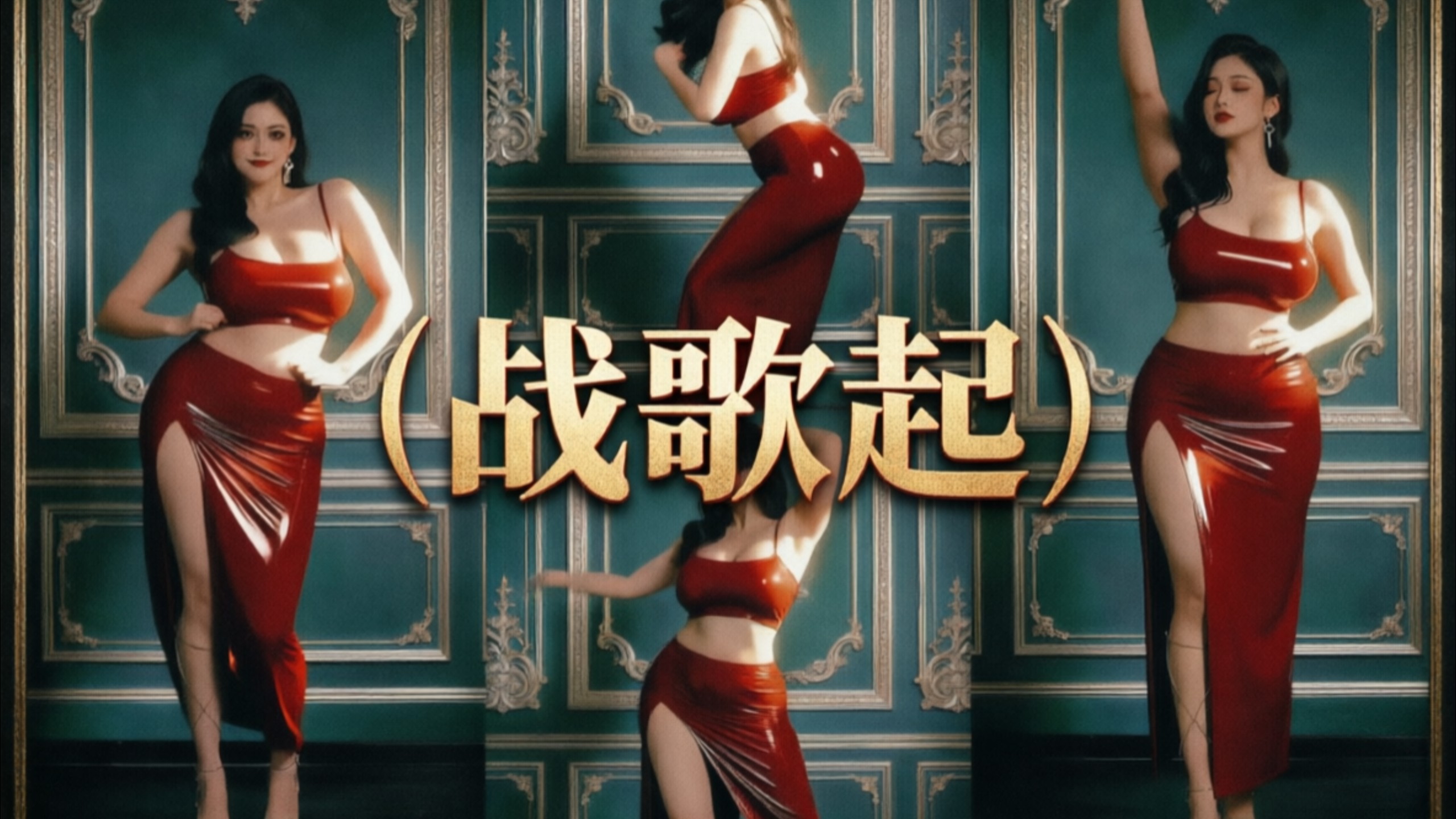 红色长裙暗色调