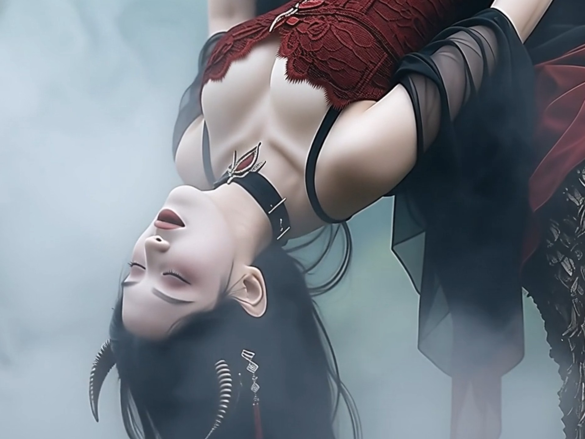 【AI剧场】森林中突然生出了一阵迷雾，正在树上睡觉的吸血鬼美人无法呼吸，从树上掉下来