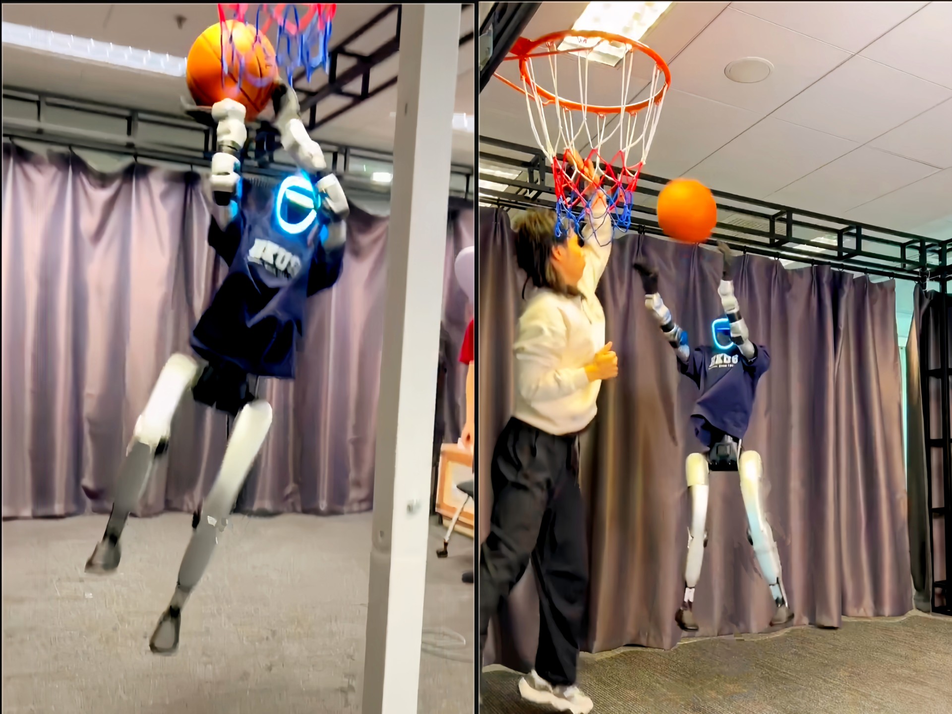 机器人会打篮球投篮了，动作丝滑流畅!